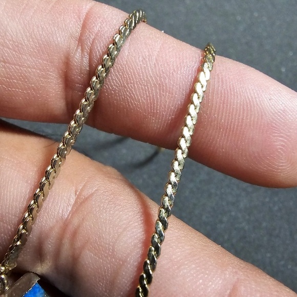 Vintage Hobe GOLD TONE S LINK CHAIN AND LAPIS Rectangle PENDANT NECKLACE - Picture 7 of 7